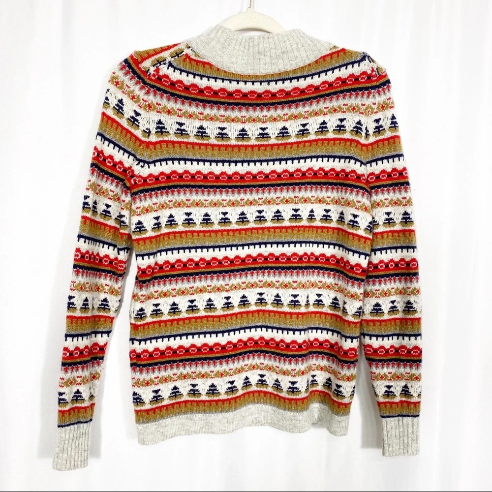 J. Crew Mockneck Fair Isle Lambswool Blend Sweater: Oatmeal Multicolor